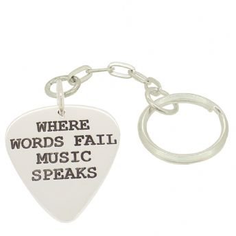 26mm x 30mm UNISEX PERSONALISED GUITAR PICK MESSAGE PENDANT KEYRING