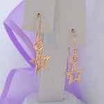 9CT ROSE GOLD 8mm OPEN STAR CHARM DROP HOOK EARRINGS -9R_ER_HR3428