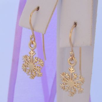9CT YELLOW GOLD 10mm SNOWFLAKE CHARM DROP HOOK EARRINGS -9Y_ER_HR3427