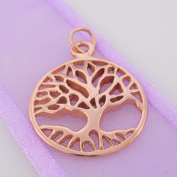 SOLID 9CT ROSE GOLD 20mm TREE OF LIFE CHARM PENDANT - 9R_HRKB48