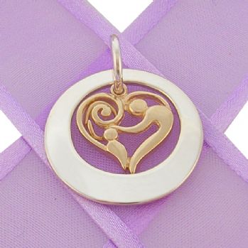 25mm CIRCLE OF LIFE PERSONALISED 9CT GOLD MOTHER BABY HEART NAME PENDANT -25mm-KB57-KB47-9Y