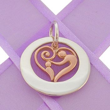 25mm CIRCLE OF LIFE PERSONALISED 9CT ROSE GOLD MOTHER BABY HEART NAME PENDANT -25mm-KB57-KB47-9R