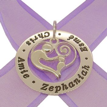 37mm CIRCLE OF LIFE PERSONALISED NAME MOTHER BABY CHILD PENDANT -37mm-KB56-925-54-706-1097