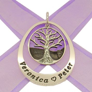 35mm x 52mm OVAL CIRCLE OF LIFE PERSONALISED TREE OF LIFE NAME PENDANT -35x52mm-KB-ss