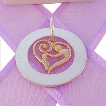 28mm CIRCLE OF LIFE PERSONALISED FAMILY NAME PENDANT & 9CT YELLOW GOLD 16mm MOTHER & BABY CHILD CHARM -28mm-FP136SS-KB47-9Y-NC