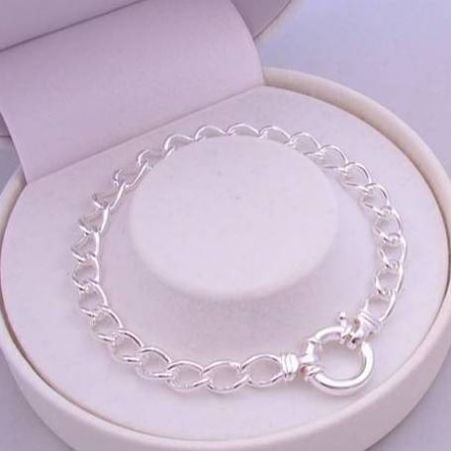 15g STERLING SILVER 16mm BOLT RING CURB BRACELET 20cm