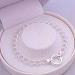 15g STERLING SILVER 16mm BOLT RING CURB BRACELET 20cm