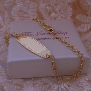 3g 17CM BABY CHILD 9CT GOLD BELCHER IDENTITY BRACELET - BLET_ID_9Y_0015