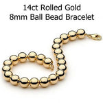 14CT ROLLED GOLD 8mm BALL BEAD BRACELET -BLET-14RG-8mmYG
