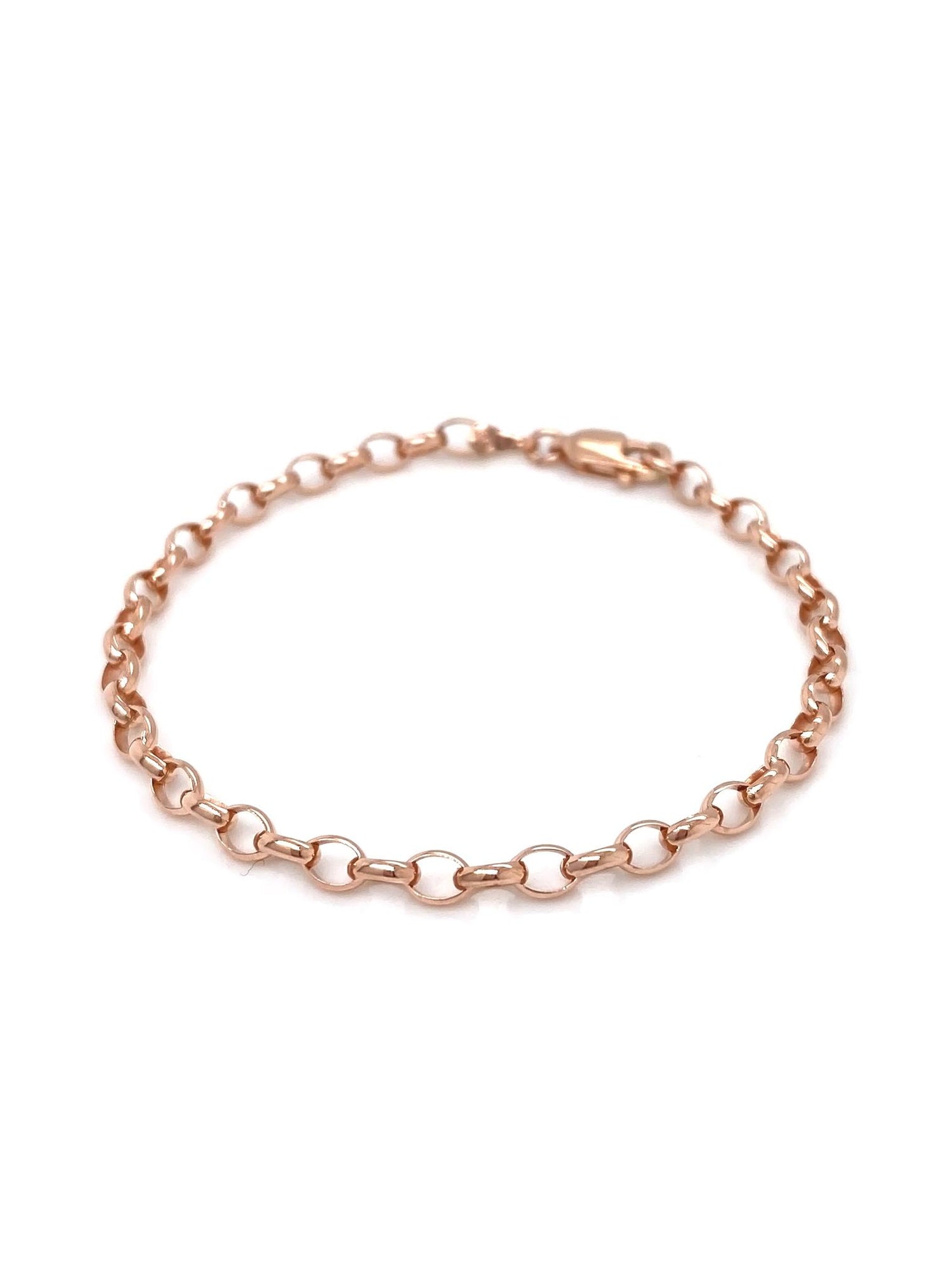 Oval Belcher 3.2mm Chain Bracelet in 9ct Rose Gold