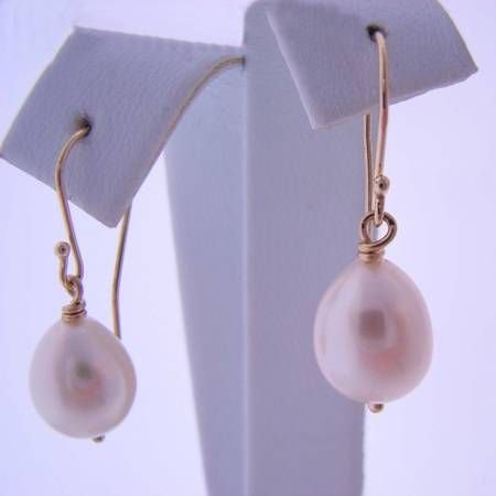 9CT GOLD ANTIQUE DESIGN 8x10mm TEARDROP PEARL EARRINGS