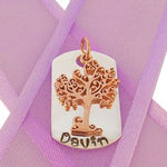 14mm x 25mm DOG TAG PERSONALISED 9CT ROSE GOLD TREE OF LIFE NAME PENDANT -14mmP-KB60-9R