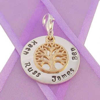 23mm ROUND PERSONALISED CIRCLE TREE OF LIFE NAME PENDANT -CH-23mm-KB52-9Y