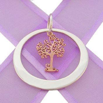33mm CIRCLE OF LIFE PERSONALISED 9CT ROSE GOLD TREE OF LIFE NAME PENDANT -33mm-KB58-9R-KB60