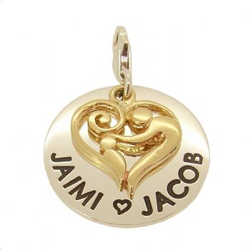 23mm ROUND PERSONALISED MOTHER BABY HEART NAME PENDANT -CH-23mm-KB47-9Y