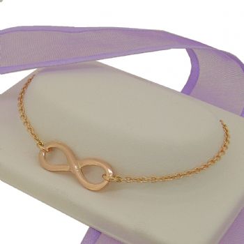 9CT ROSE GOLD 23mm INFINITY SYMBOL DESIGN CHARM PENDANT BRACELET