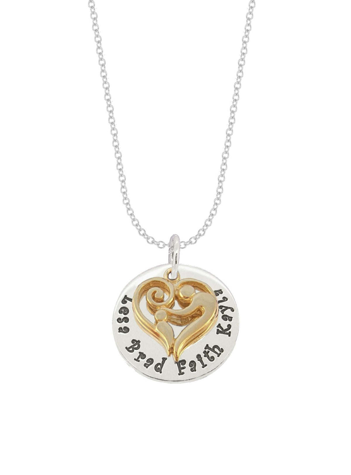 23mm Round Personalised Mother Baby Child Name Pendant Cable Necklace