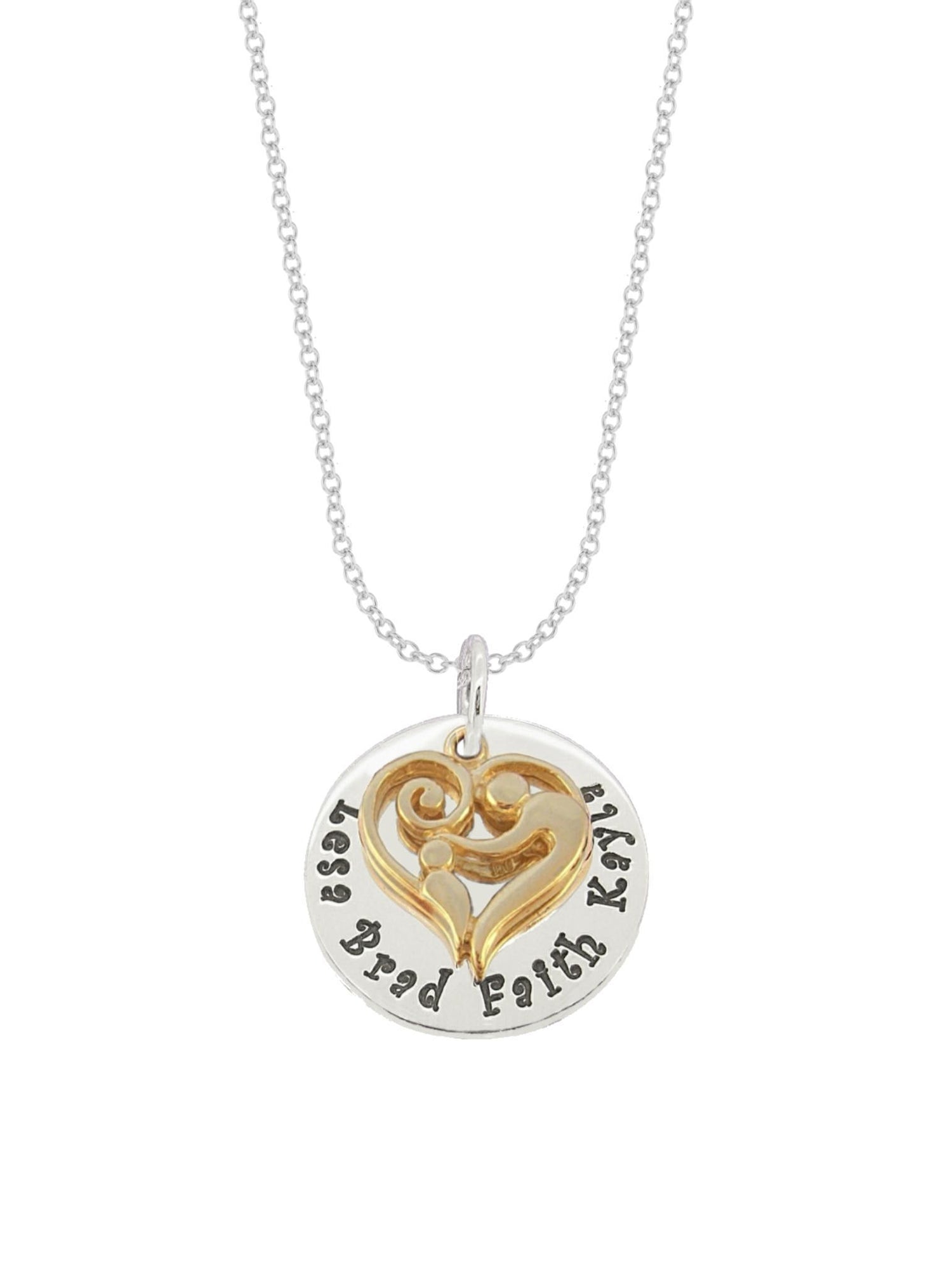 23mm Round Personalised Mother Baby Child Name Pendant Cable Necklace