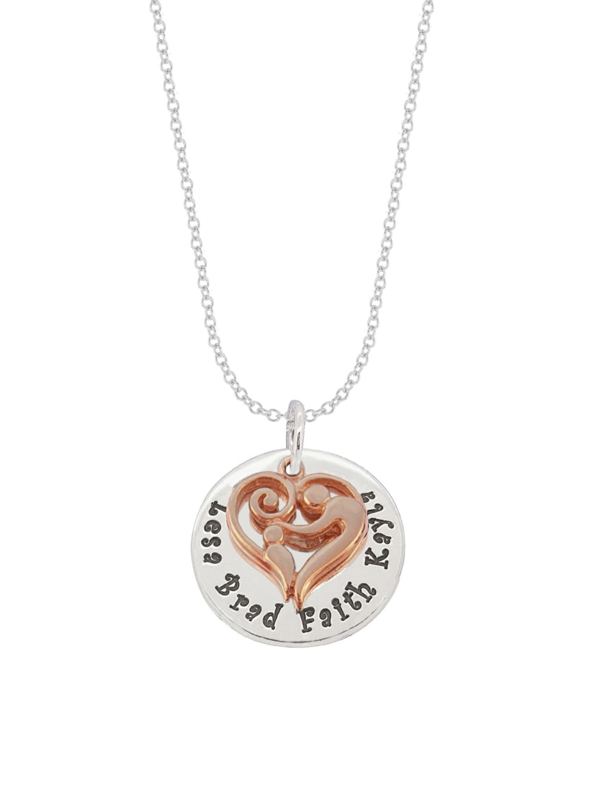 Personalised Mother Baby Name Pendant Cable Necklace in Rose Gold