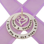 25mm & 38mm CIRCLE OF LIFE PERSONALISED MOTHER BABY HEART NAME PENDANT -25mm-38mm-KB57-70-KB47