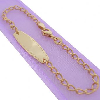 16.5cm 9CT GOLD 2.8mm CURB IDENTITY CHARM BRACELET