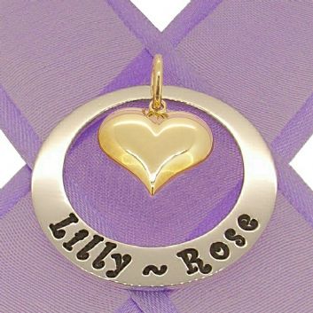 29mm CIRCLE OF LIFE 9CT GOLD LOVE HEART PERSONALISED FAMILY NAME PENDANT