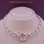 25.5g STERLING SILVER CURB 13mm BOLT RING NECKLACE 45cm