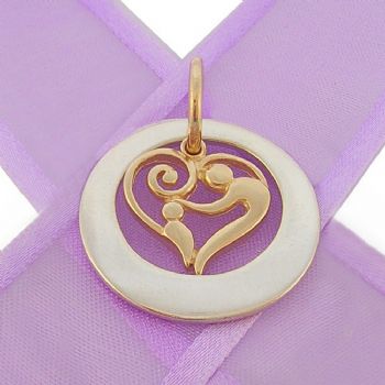 25mm CIRCLE OF LIFE PERSONALISED 9CT GOLD MOTHER BABY HEART NAME PENDANT -25mm-KB57-KB47-9Yjr