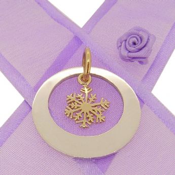 25mm CIRCLE OF LIFE PERSONALISED FAMILY NAME PENDANT & 9CT GOLD 10mm SNOWFLAKE CHARM -25mm-HR3427-9Yjr