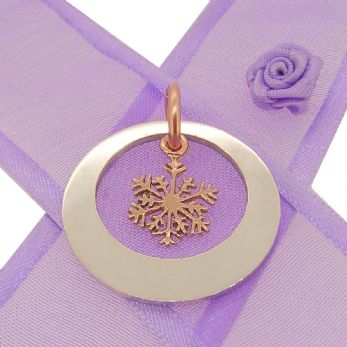 25mm CIRCLE OF LIFE PERSONALISED FAMILY NAME PENDANT & 9CT ROSE GOLD 10mm SNOWFLAKE CHARM -25mm-HR3427-9Rjr