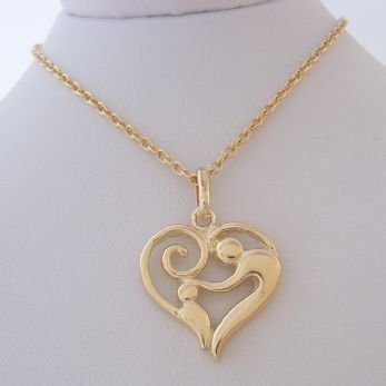 9CT GOLD 16mm MOTHER BABY CHILD CHARM PENDANT NECKLACE -NLET_CHARM_9Y_0001
