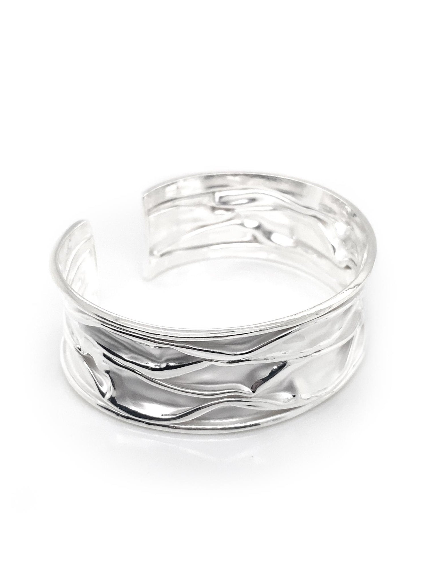 Waves of Love Sterling Silver 22mm Wide Cuff Bangle