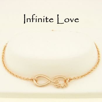 9CT ROSE GOLD 23mm INFINITE LOVE INFINITY SYMBOL DESIGN CHARM BRACELET