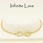 9CT YELLOW GOLD 23mm INFINITE LOVE INFINITY SYMBOL DESIGN CHARM BRACELET