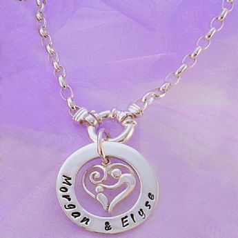 28mm CIRCLE OF LIFE PERSONALISED FAMILY NAME PENDANT & 16mm MOTHER & BABY CHILD CHARM BELCHER BOLT RING NECKLACE -28mm-FP136-KB47-BO3