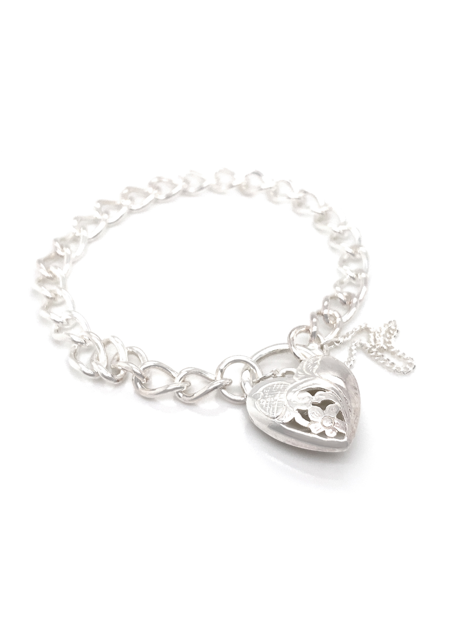 Padlock Curb Bracelet in Sterling Silver