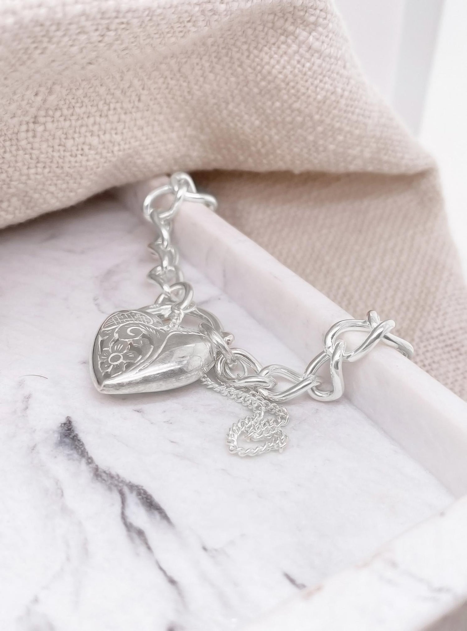 Padlock Curb Bracelet in Sterling Silver