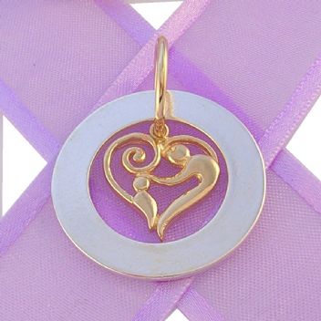 28mm CIRCLE OF LIFE PERSONALISED FAMILY NAME PENDANT & 9CT YELLOW GOLD 16mm MOTHER & BABY CHILD CHARM -28mm-FP136SS-KB47-9Y-JR-NC