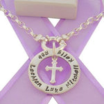 28mm CIRCLE OF LIFE PERSONALISED FAMILY NAME PENDANT & CROSS CHARM NECKLACE BELCHER -28mm-FP136-CROSS-HR2392-BO3