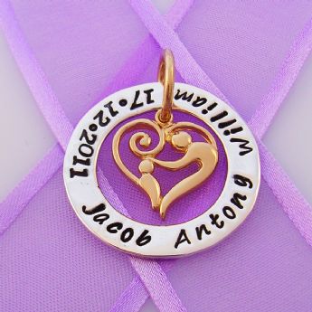 28mm CIRCLE OF LIFE PERSONALISED FAMILY NAME PENDANT 9CT GOLD MOTHER BABY CHILD CHARM -28mm-FP136-KB47-jr9Y