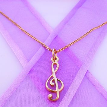 9CT ROSE GOLD MUSIC TREBLE NOTE CHARM NECKLACE -9R-HR60-CD40