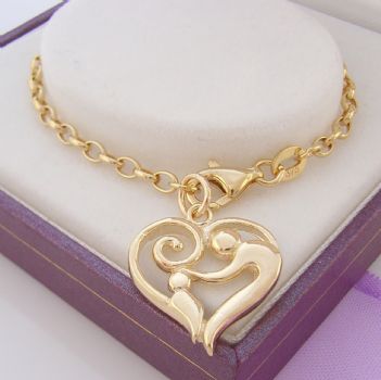9CT GOLD BELCHER MOTHER BABY CHILD CHARM BRACELET - BLET_9Y_0030