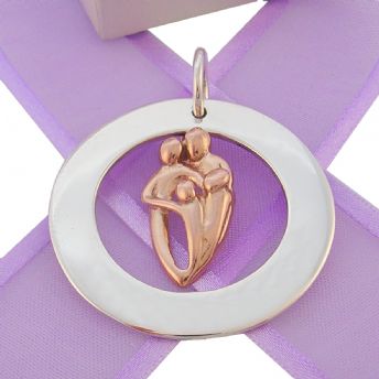 37mm CIRCLE OF LIFE PERSONALISED NAME 9CT ROSE GOLD FAMILY of FOUR PENDANT -37mm-KB56-KB50-9R