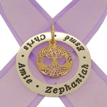 37mm CIRCLE OF LIFE PERSONALISED NAME 9CT GOLD CELTIC TREE of LIFE PENDANT -37mm-KB56-KB53-9Y
