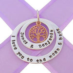 25mm & 38mm CIRCLE OF LIFE PERSONALISED ROSE GOLD TREE OF LIFE NAME PENDANT -25mm-38mm-KB57-70-KB52-9R