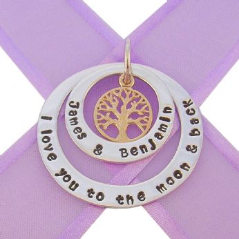 25mm & 38mm CIRCLE OF LIFE PERSONALISED TREE OF LIFE NAME PENDANT -25mm-38mm-KB57-70-KB52-9Y