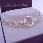 24g STERLING SILVER 18mm BOLT RING CURB BRACELET 20cm