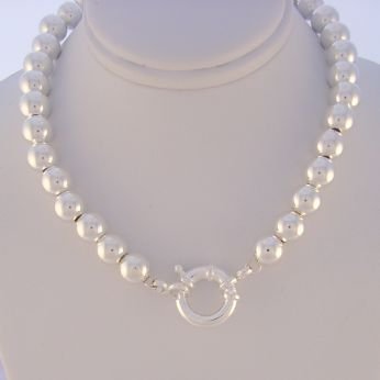 STERLING SILVER 8mm BALL BEAD BOLT RING NECKLACE -NLET_SS_BR-8mmBALL