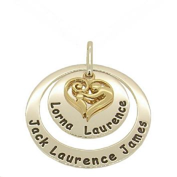 25mm ROUND 38mm CIRCLE OF LIFE PERSONALISED MOTHER BABY CHILD PENDANT