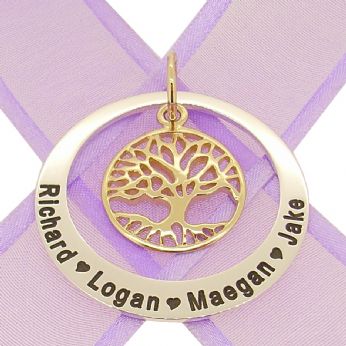38mm CIRCLE OF LIFE PERSONALISED NAME 9CT GOLD TREE OF LIFE PENDANT -38mm-KB70-KB48-9Yjr